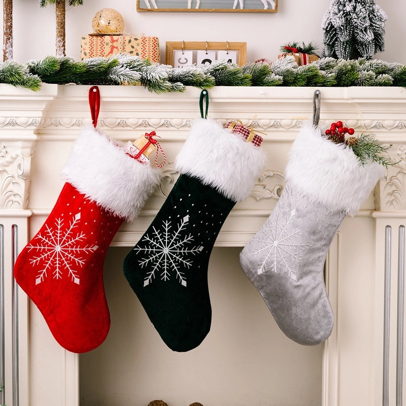 Christmas Electric Embroidery Snowflake Socks High-Grade Christmas Gift Bags Window Decorations|Christmas Decorations