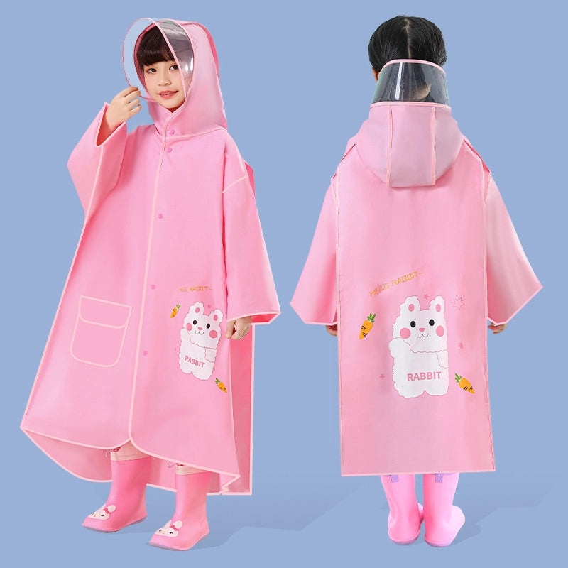 Kids EVA Raincoat with Backpack Slot Cartoon School Poncho for Boys and Girls Full Body Waterproof Outerwear|Children's Raincoats