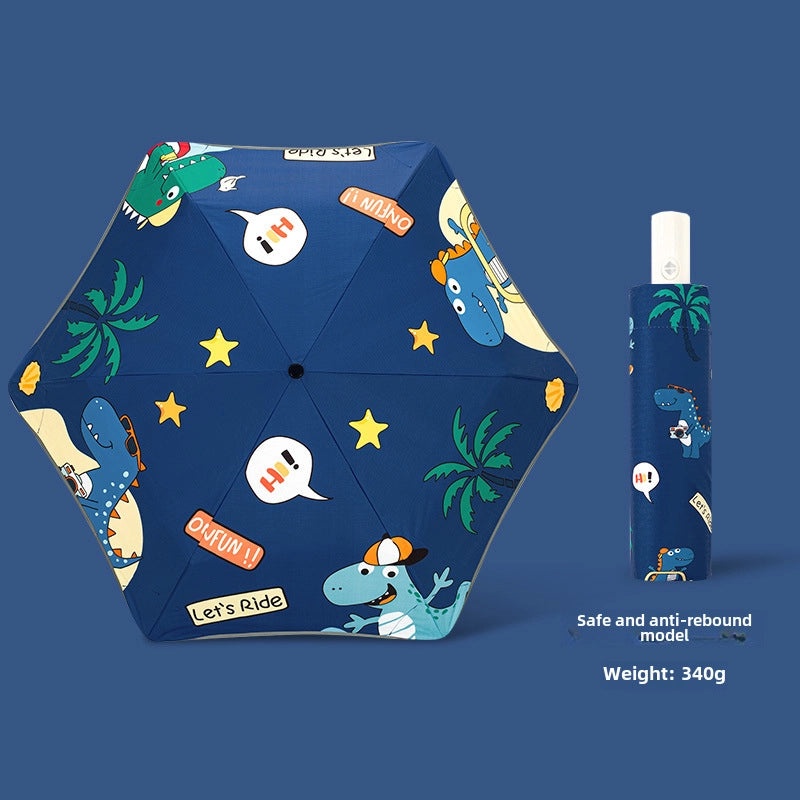 Kids Safety Anti-Rebound Folding Umbrella Cartoon Design Full Automatic Portable Dual-Use for Boys and Girls|Children's Umbrellas