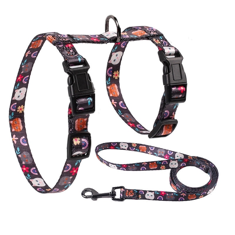 Customizable Cat Harness Leash H-Shaped Chest Strap Anti-Break Durable Cat Leash | Pet Supplies > Cat Accessories