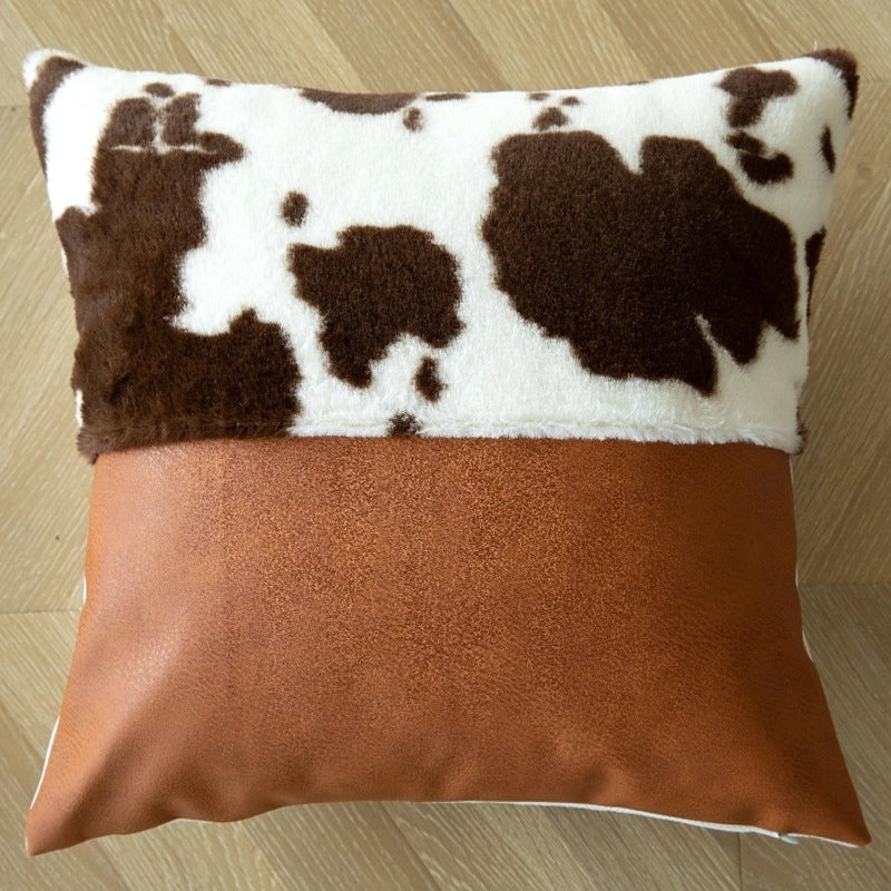 Colorful PU Leather Milk Fiber Decorative Throw Pillow|Home Decor Pillows