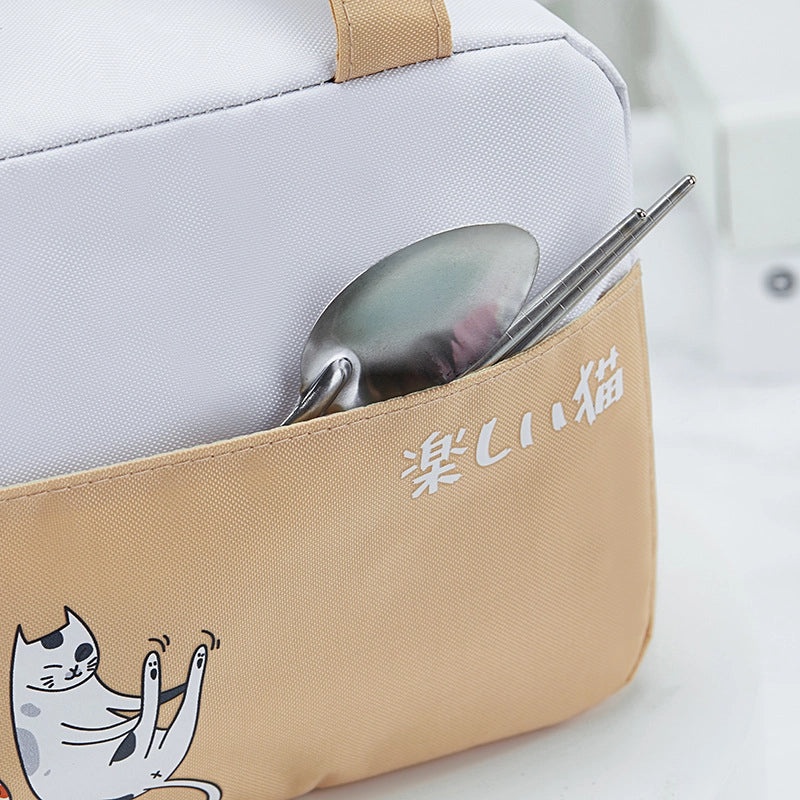 Cartoon Cat Portable Insulated Lunch Bag Outdoor Cooler Bag with Rice Insulation|Lunch Bags & Coolers