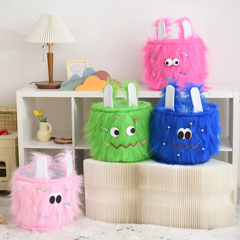 Adorable Long Hair Monster Fabric Storage Basket Organizer|Home Storage & Organization