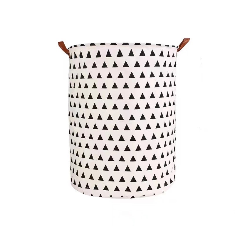 Triangle Pattern Letter Printed Plaid Fabric Storage Basket|Home Storage & Organization