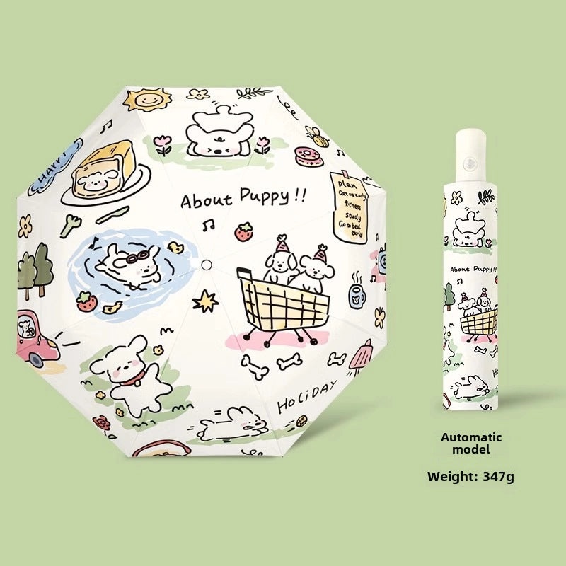 Dual-use Automatic Folding Umbrella for Women | Sun & Rain Protection UV Shield | Portable High-Grade Black Coating | Umbrellas