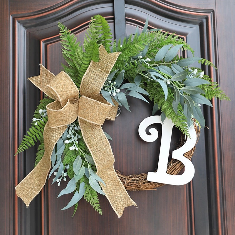 American Christmas Wreath Rattan Door Hanging Small Fresh Natural Decor Simulation Letter | Home Decor