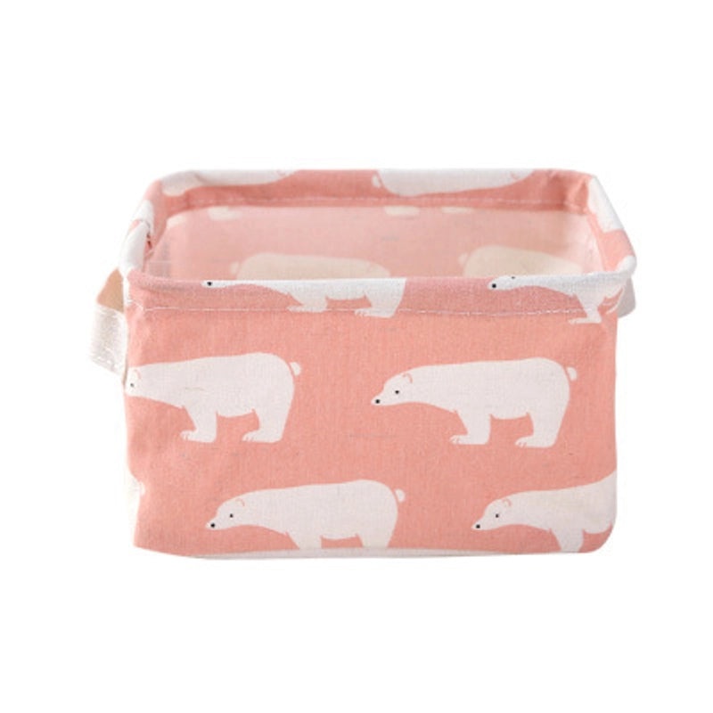 Cotton Linen Storage Basket with Handle for Desktop Cosmetics and Sundries | Home Storage & Organization