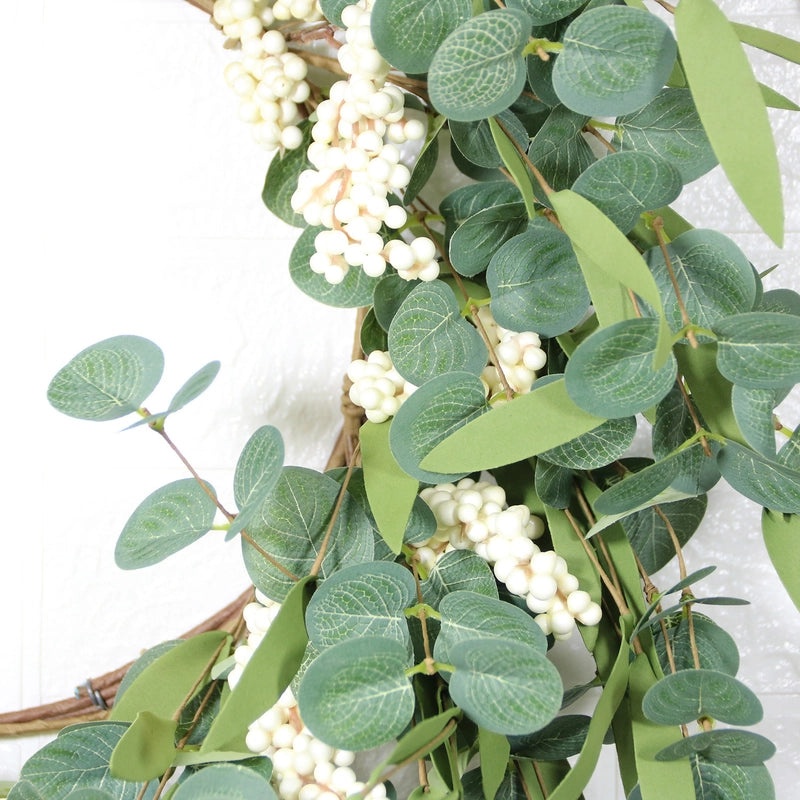 Artificial Eucalyptus Wreath 55cm Round Leaves with Berries for Front Door Decoration|Home Decor & Artificial Flowers