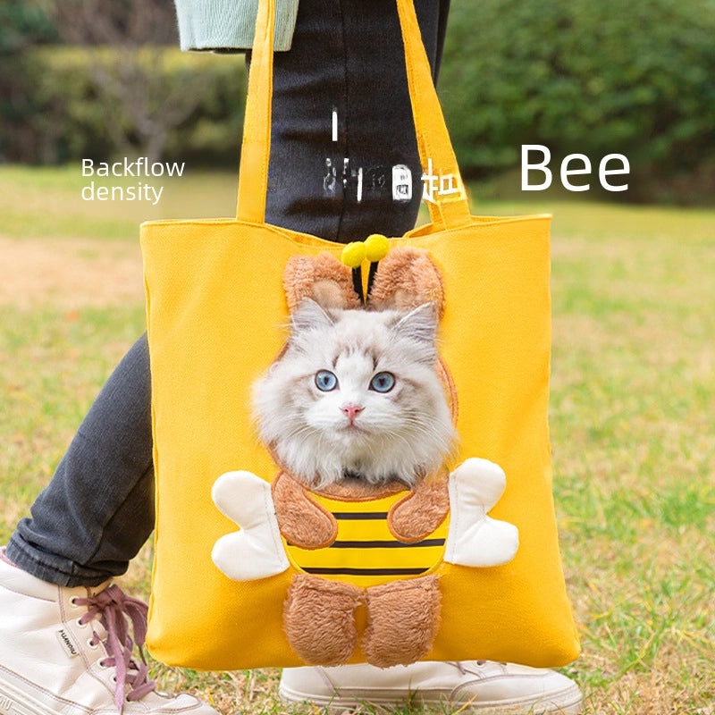 Adorable Canvas Cat & Small Dog Carrier Bag with Head-Out Window, Crossbody & Handheld Shoulder Pet Travel Bag|Pet Accessories