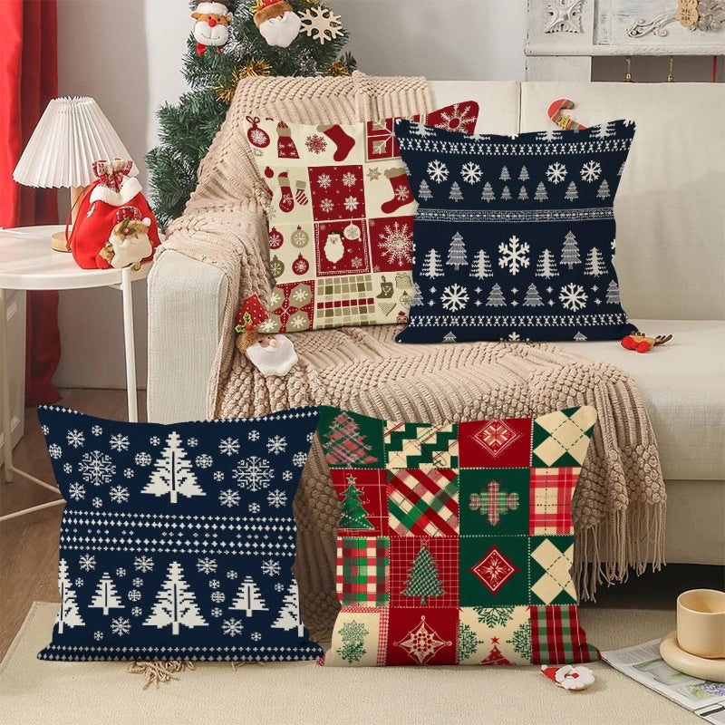 Nordic Christmas Pillow Covers Snowman Snowflake Tree Linen Polyester Sofa Decor|Home Decor