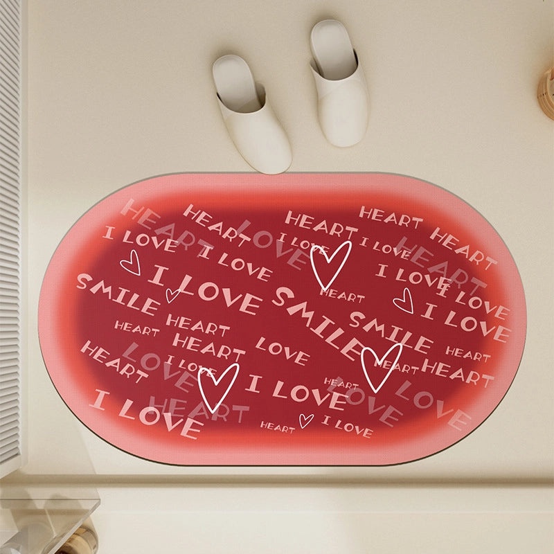 Elegant Heart-Shaped Solid Color Faux Leather Bath Floor Mat|Home Decor Bath Accessories