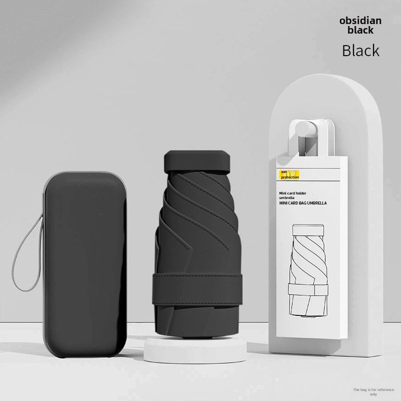60% Foldable Sun Umbrella Women’s UV Protection Compact Portable Sunscreen Rainproof Dual-Use Mini Card Pocket|Umbrellas & Sun Protection