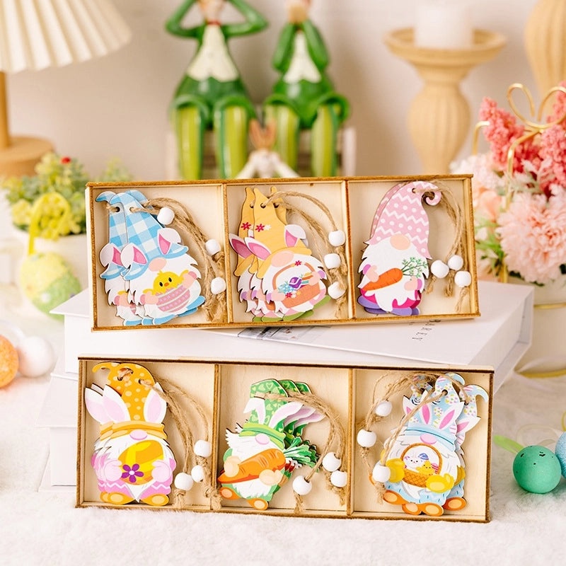 Easter Bunny and Carrot Wooden Hanging Ornament, Cute Festival Table Decoration|Home Decor