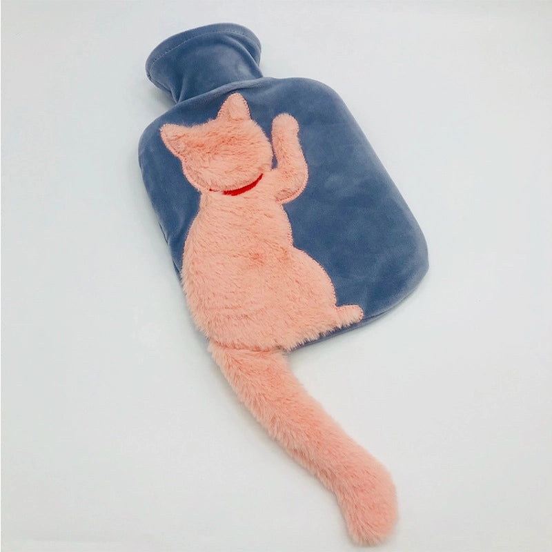 Cute Rabbit Tail Hot Water Bag Water Injection Plush PVC Hand Warmer Removable Cover|Home & Living - Heating & Cooling