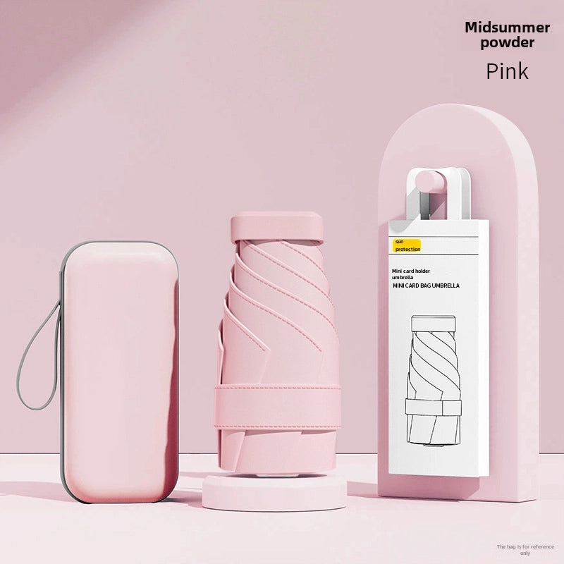 60% Foldable Sun Umbrella Women’s UV Protection Compact Portable Sunscreen Rainproof Dual-Use Mini Card Pocket|Umbrellas & Sun Protection