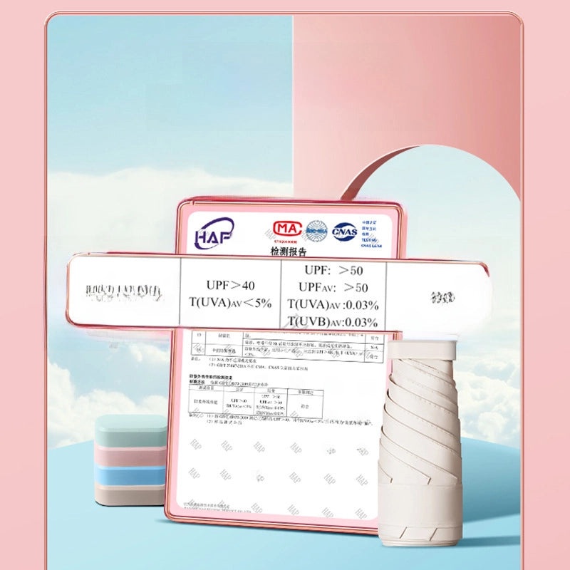 60% Foldable Sun Umbrella Women’s UV Protection Compact Portable Sunscreen Rainproof Dual-Use Mini Card Pocket|Umbrellas & Sun Protection