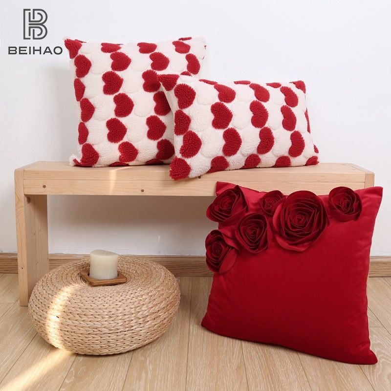 Heart-Shaped Solid Color Polyester Pillow Covers for Couch and Sofa | Home Decor Pillows