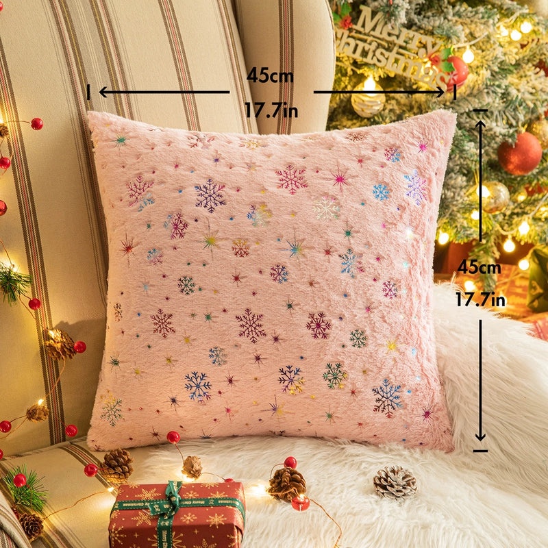 Christmas Snowflake Plush Pillow Covers Minimalist Sofa Couch Decor|Home Decor