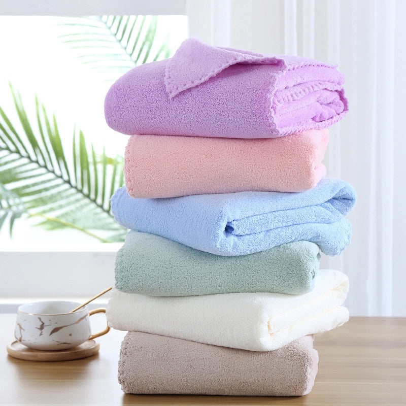 Soft Coral Fleece Bath Towel for Adults | Quick-Dry Thick Large Absorbent Bath & Beach Wrap Towel | Home Textile