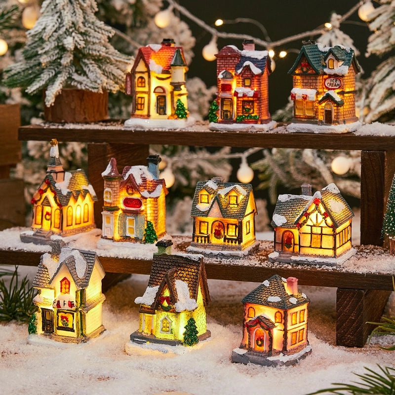 Christmas Mini Ornaments Luminous Holiday Decorations Christmas Eve Micro Landscape Desktop Window Gift Ideas|Home Decor & Holiday Accessories
