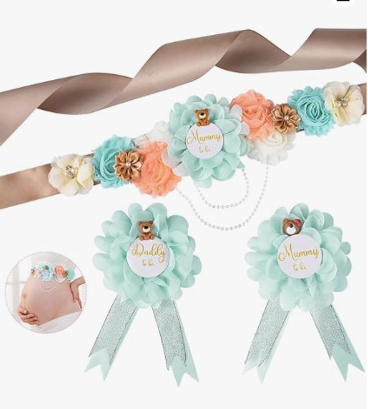 Mom To Be Flower Belt Baby Shower Corsage Badge Decorative Accessory | Baby Shower Accessories