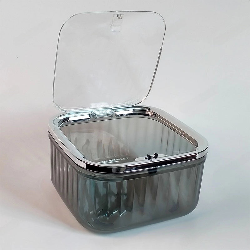 Push-Open Mini Desktop Trash Can Transparent Small Table Paper Bin for Bedroom Office Home Use|Home & Living>Storage & Organization>Trash Bins