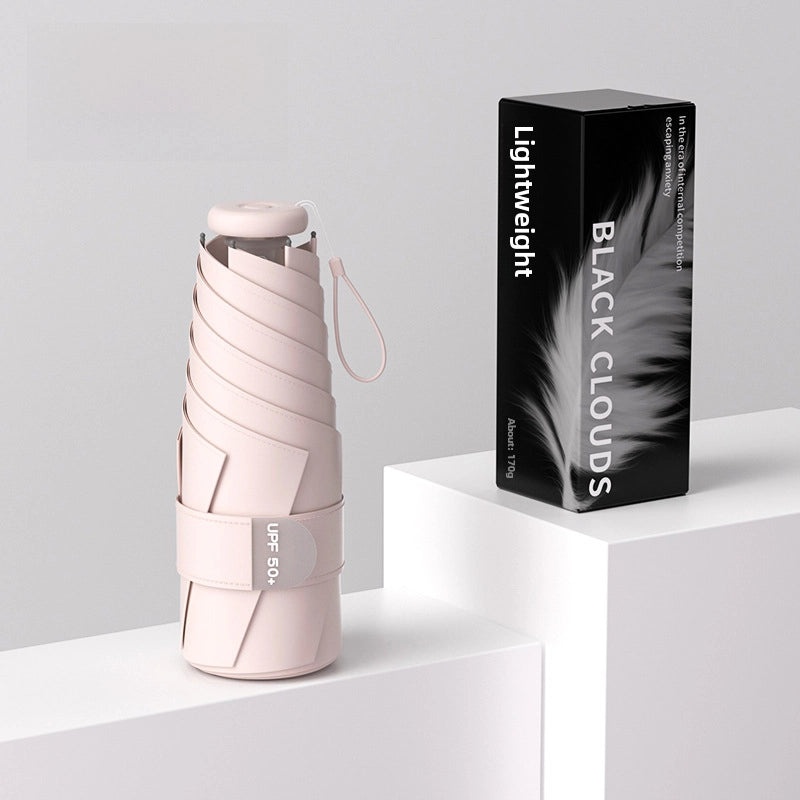 60% Foldable Sun Umbrella Women’s UV Protection Compact Portable Sunscreen Rainproof Dual-Use Mini Card Pocket|Umbrellas & Sun Protection