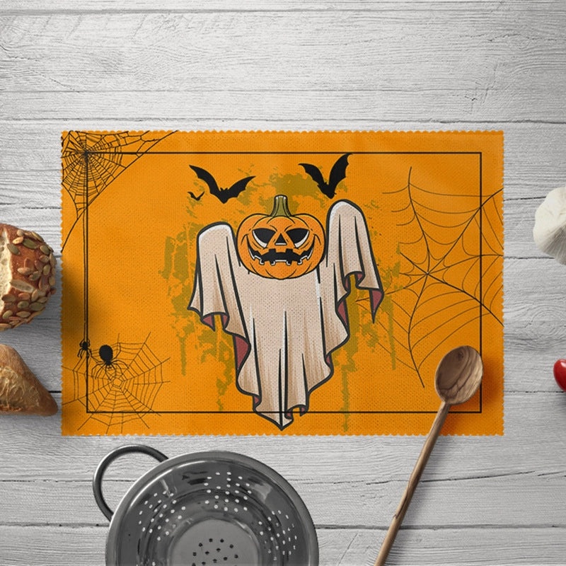 Halloween Pumpkin Skull Polyester Placemat Funny Decorative Dining Mat|Home Decor Tableware