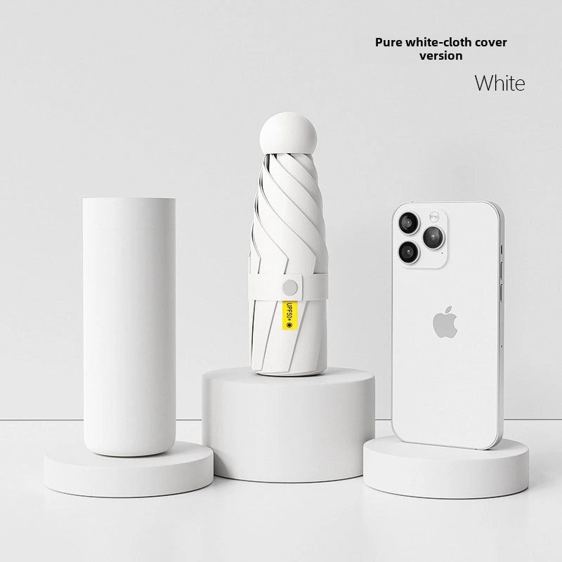 60% Foldable Sun Umbrella Women’s UV Protection Compact Portable Sunscreen Rainproof Dual-Use Mini Card Pocket|Umbrellas & Sun Protection