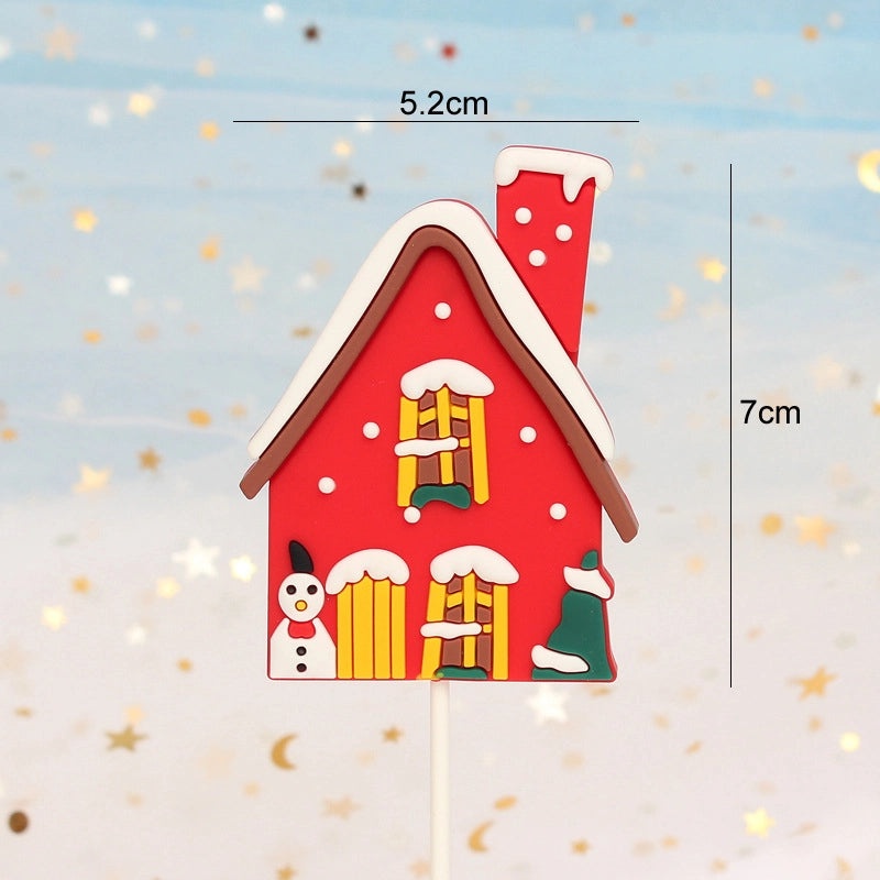 Christmas Cake Decoration Set Soft Glue Plug-in Christmas Tree Santa Snowman Reindeer Holiday Decor|Christmas Cake Decorations