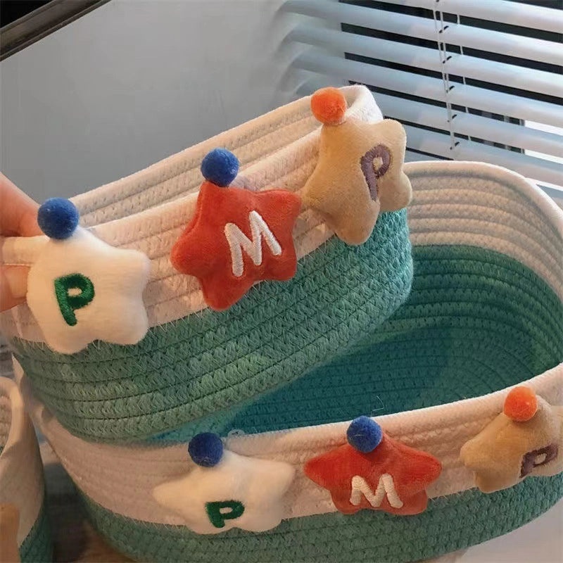 Adorable Cartoon Print Cotton Rope Storage Basket Organizer|Home Storage & Organization