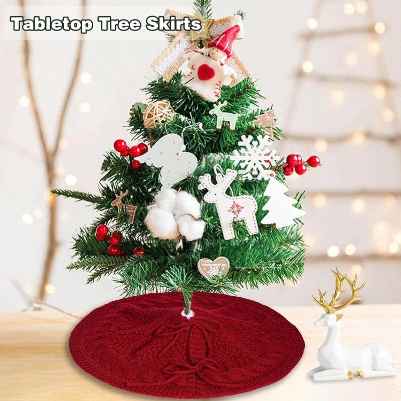 Christmas Knitted Tree Dress Apron Cream Red Festive Holiday Decoration Accessories|Home & Living > Holiday Decorations