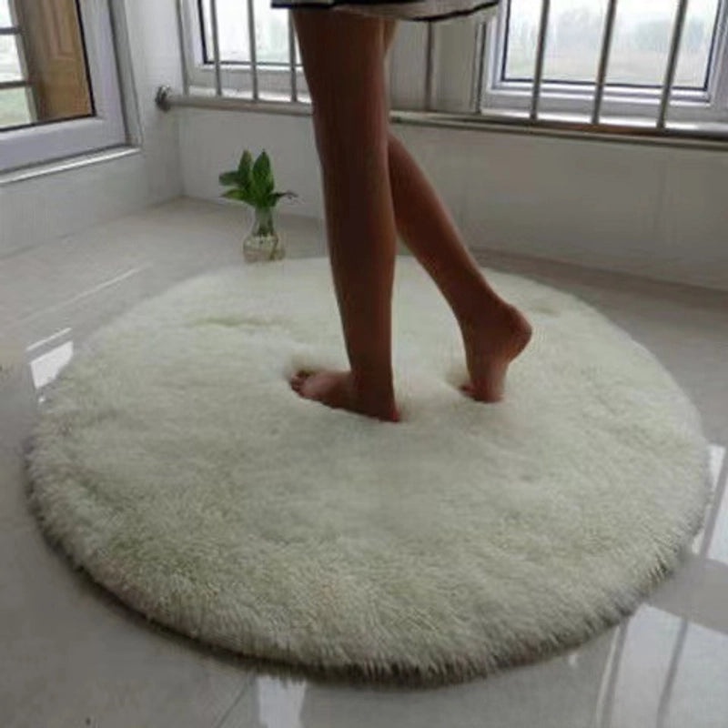Nordic Style Round Carpet Long Hair Rug for Bedroom Living Room Coffee Table Yoga Fitness Mat with Hanging Basket & Chair Cushion|Home Decor Rugs