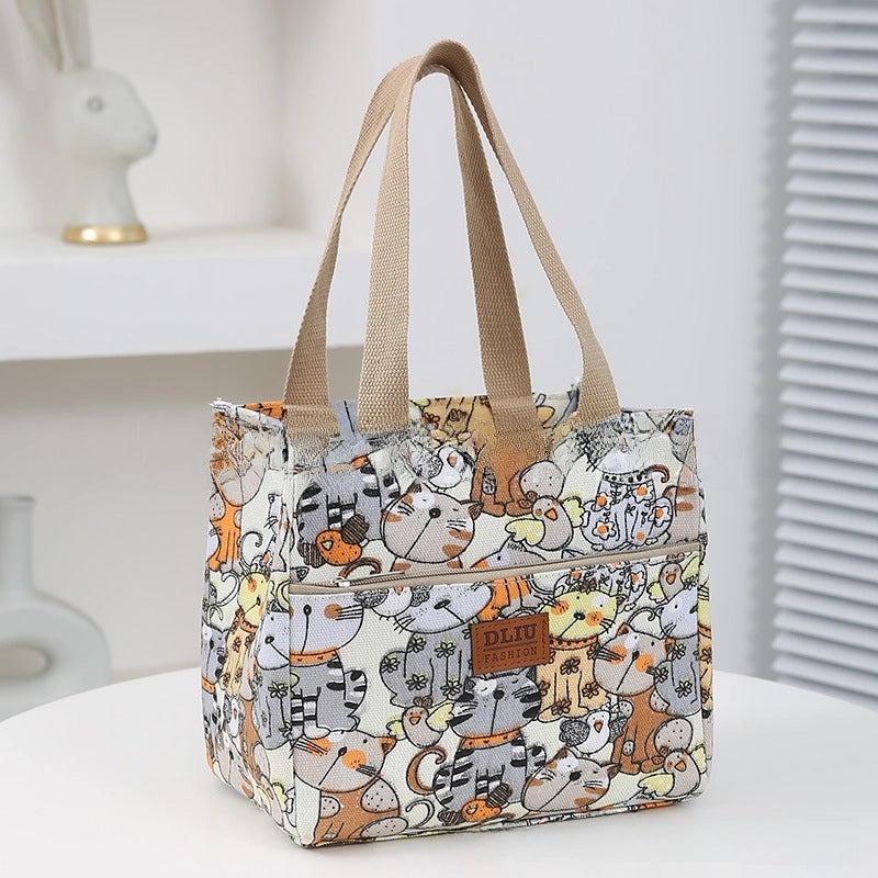 Portable Insulated Lunch Bag Large Capacity Cute Cartoon Printed Thickened Aluminum Foil Lunch Box Bag|Lunch Bags & Coolers