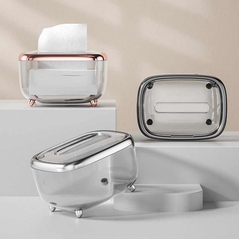 Modern Transparent Tissue Box Napkin Holder High-end Minimalist Living Room Storage | Home Decor Storage Organizers