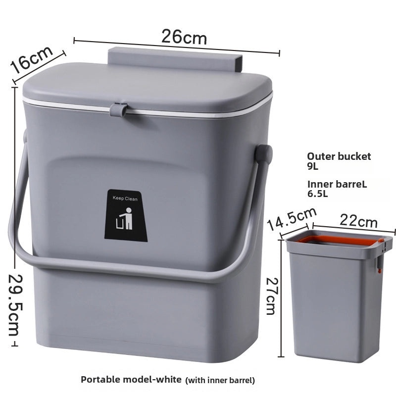 Kitchen Wall-Mounted Double Bucket Trash Bin with Inner Basket for Wet Waste Storage | Home & Kitchen Storage Solutions