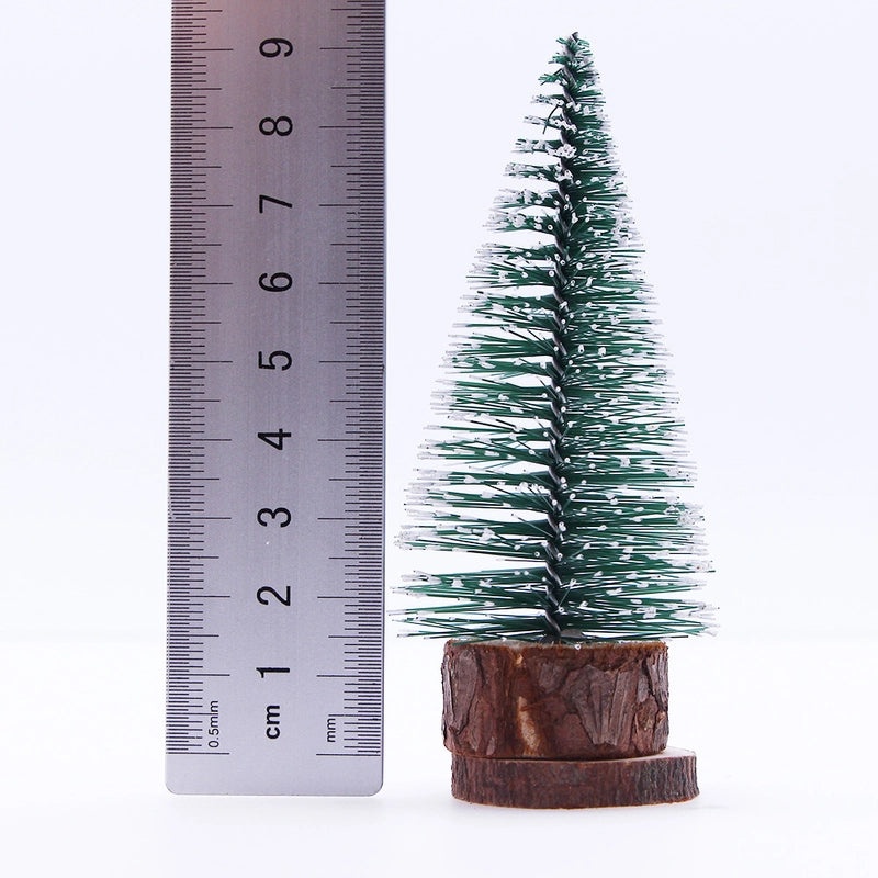 Mini Christmas Tree with Snow and Leather Base | Holiday Desktop & Window Decoration | Christmas Decor | Small Pine Needle Simulation Tree|Home D