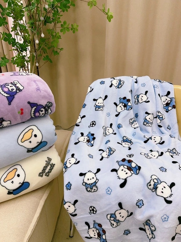Cozy Cartoon Crayon Plush Flannel Blanket for Autumn Winter | Home & Living Bedding