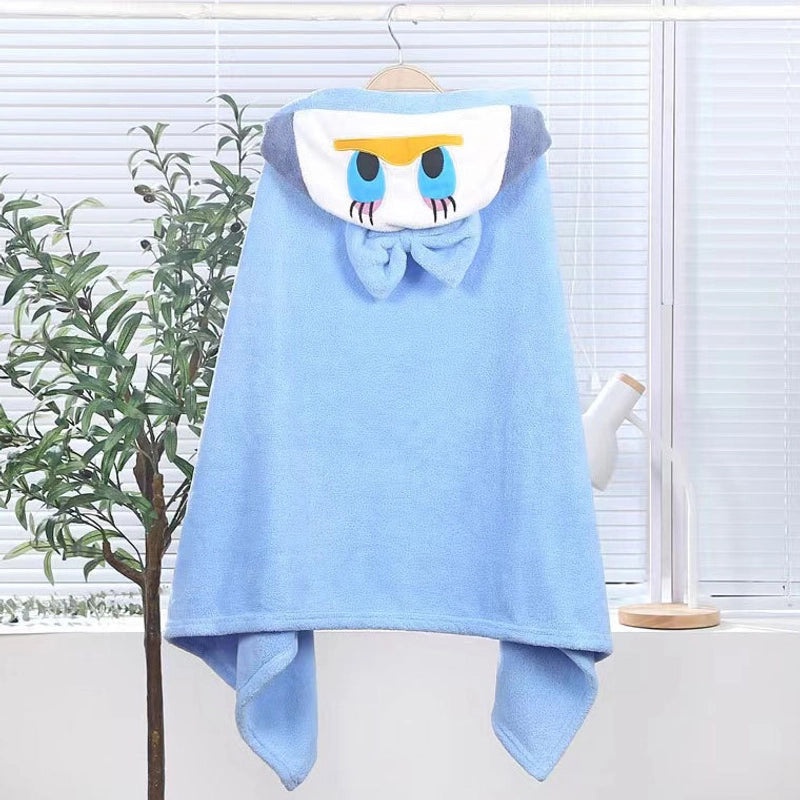 Soft Coral Fleece Kids Hooded Bathrobe Quick Dry Absorbent Baby Towel|Children's Bathrobes & Towels