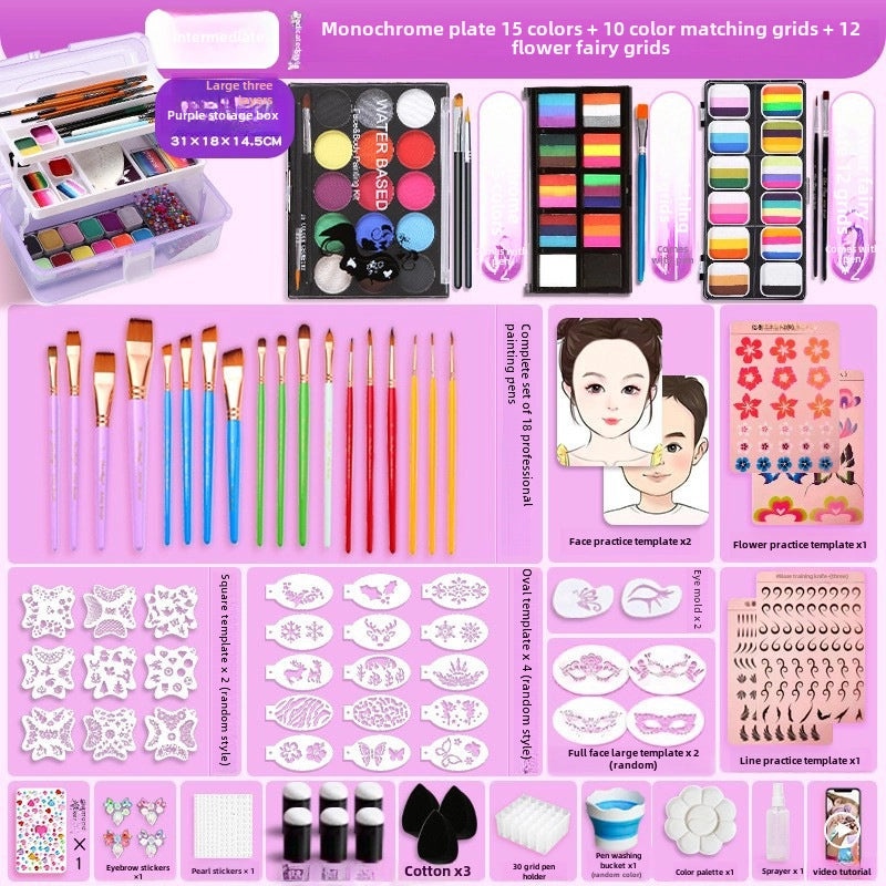12-Color Face Paint Set for Kids Water-Soluble Safe Halloween Body Makeup|Children's Face Paint & Body Art