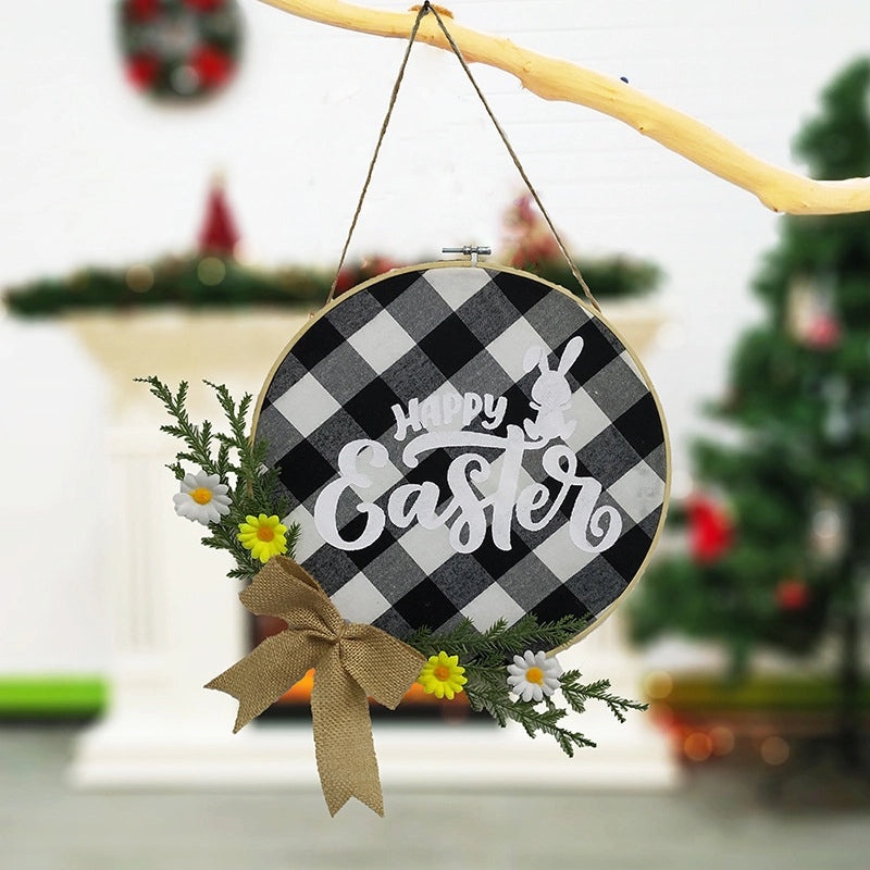 Easter Wreath 30cm Wooden Welcome Sign Door Pendant Spot Home Decoration Supplies|Home Decor