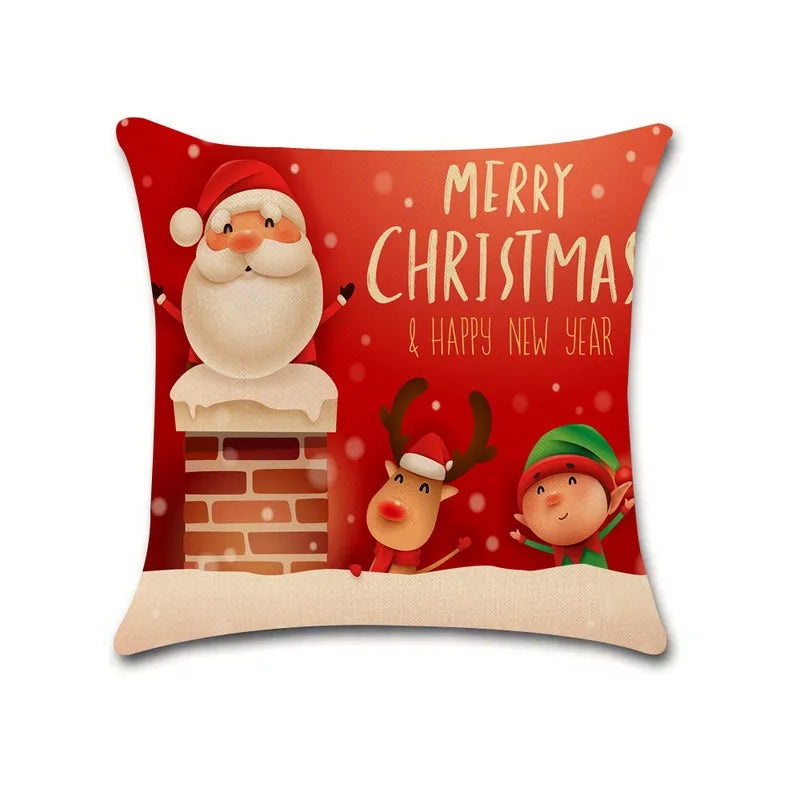 Christmas Cartoon Truck & Tree Linen Pillowcase New Holiday Decor | Home & Living Decor