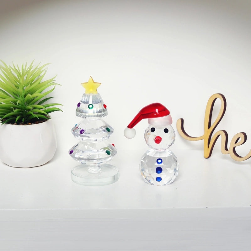 Christmas Cute Snowman and Christmas Tree Crystal Pendant | Holiday Jewelry