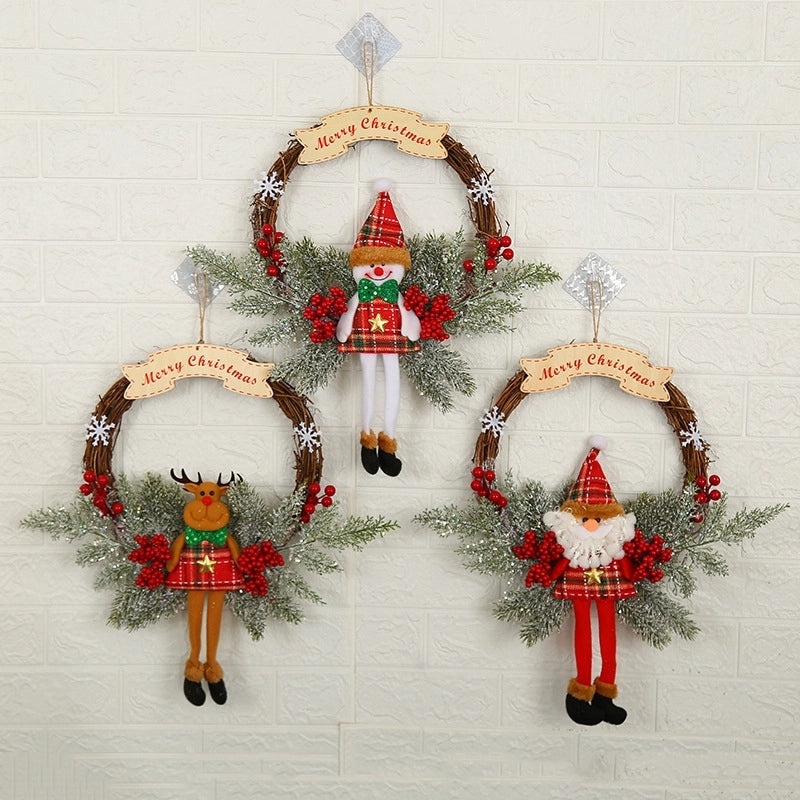Christmas Hanging Ornaments Santa Snowman Elk Wood Cloth Decorations for Party|Christmas Decorations