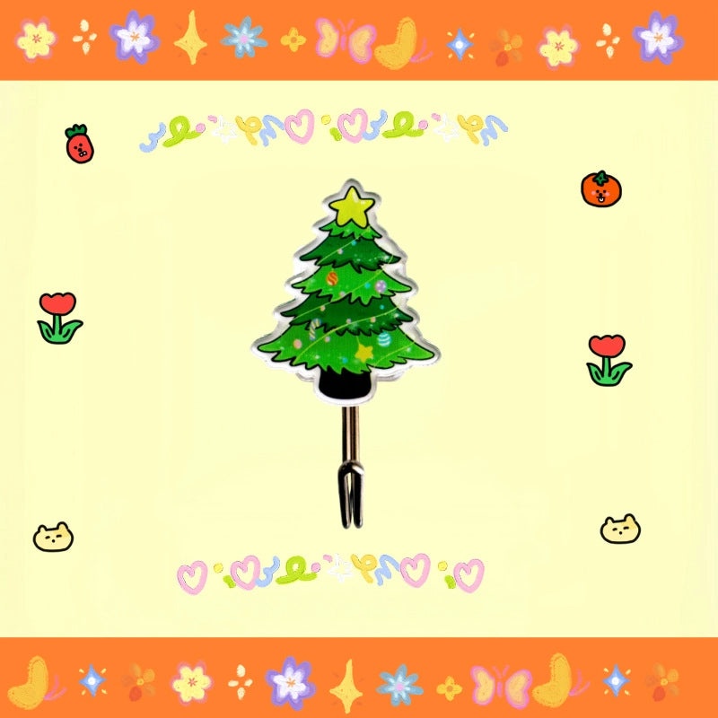 Festive Christmas Tree Santa Snowman Acrylic Wall Hooks|Home Decor Accessories