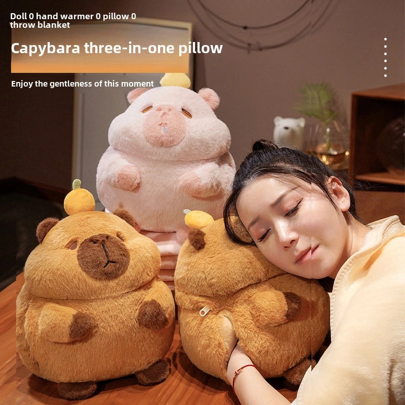 Adorable Capybara Plush Blanket Pillow for Office and Student Use | Home & Living