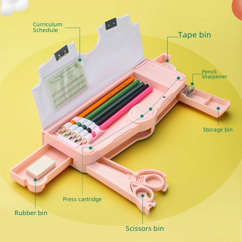 Large Capacity Double Layer Kids Pencil Box Cute Plastic Stationery Organizer for Boys Girls School Office|School Supplies