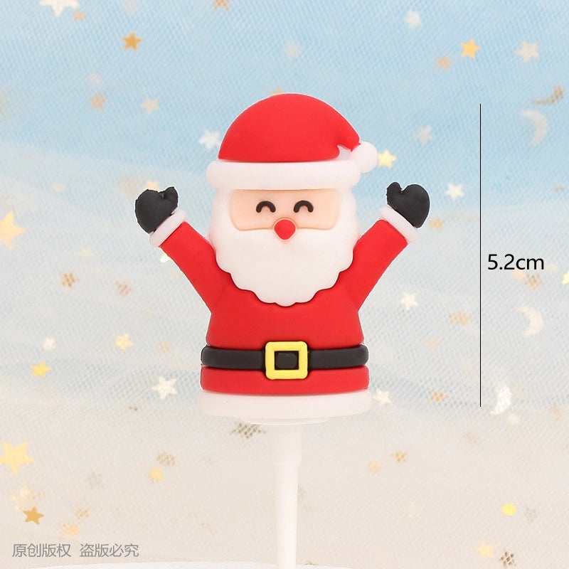 Christmas Cake Decoration Set Soft Glue Plug-in Christmas Tree Santa Snowman Reindeer Holiday Decor|Christmas Cake Decorations