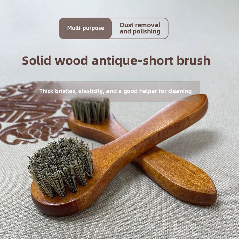 Wooden Handle Shoe Brush with Beech Wood and Horsehair for Leather and Suede Polishing | Shoe Care & Cleaning Tools