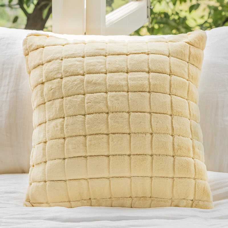 Embroidered Soft Plush Sofa Pillowcase Modern Minimalist Bedside Cushion Lumbar Support|Home Decor Pillows